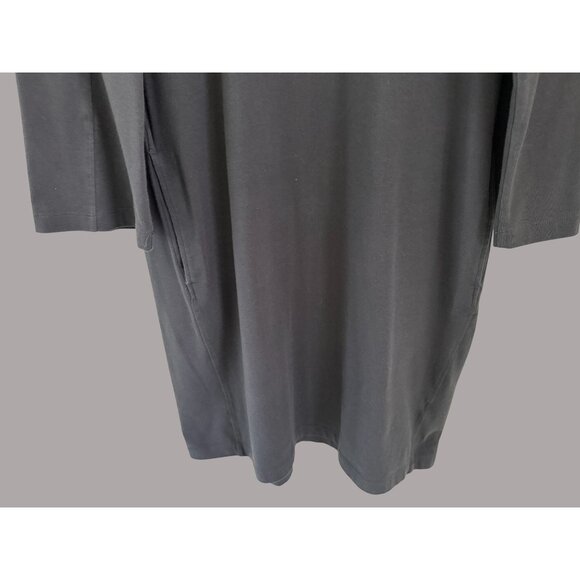 Eileen Fisher Black Organic Cotton Blend Relaxed Fit Dress With 3/4 Sleeves & Si - Picture 8 of 8
